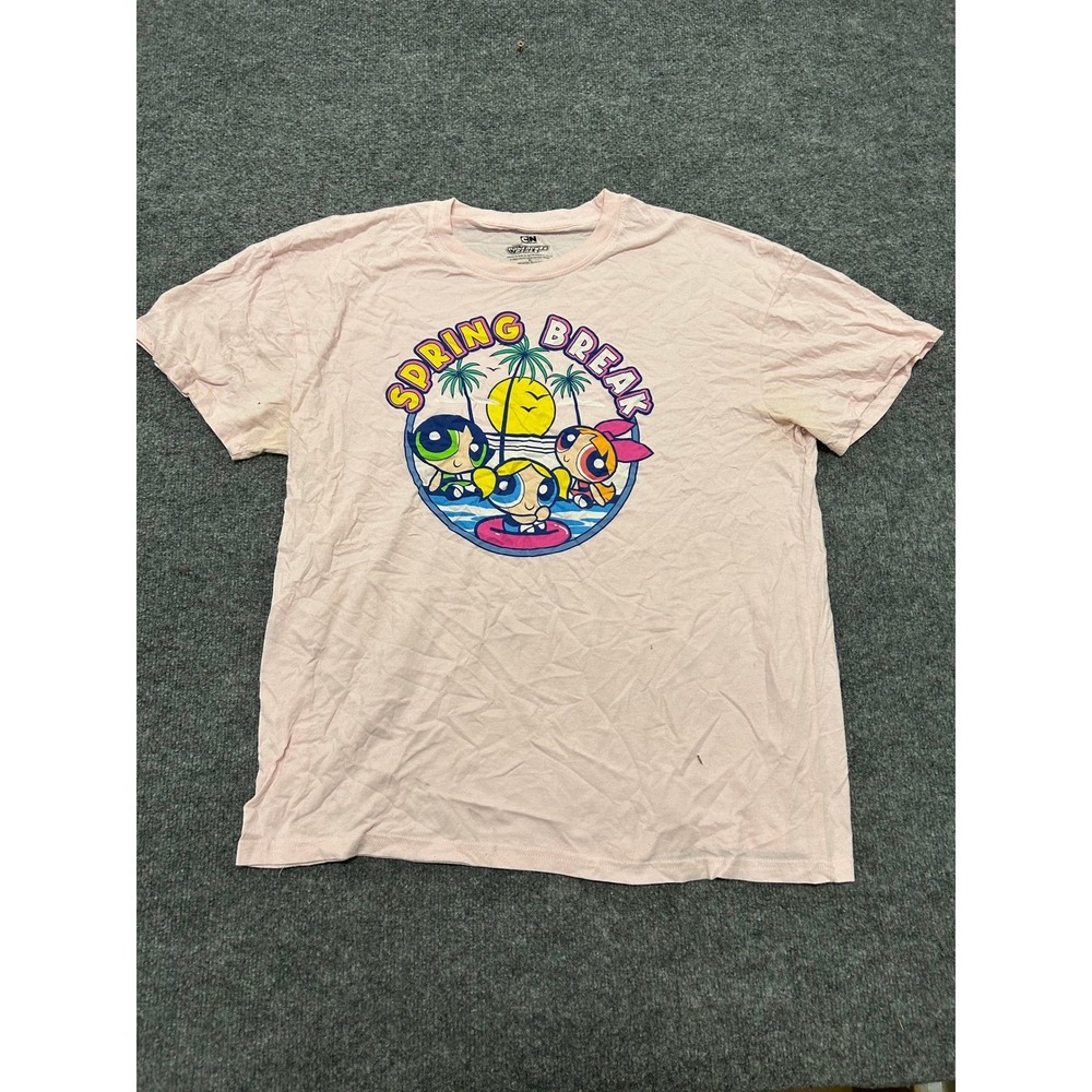 Cartoon Network T-Shirt Womens XL Pink Powerpuff Girls Spring Break Graphic Tee